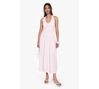 boohoo Women's Gingham Bengaline Plunge Midaxi Dress in Pink | Size: 16