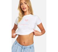 boohoo Women's Gingham I Heart La Baby T-Shirt in White | Size: XL