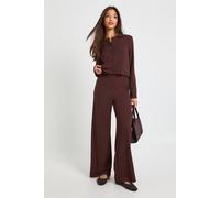 boohoo Women's Glitter Rib Gold Button Through Boxy Top in Chocolate | Size: 6