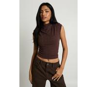 boohoo Women's Glitter Rib Sleeveless Top in Chocolate | Size: 14