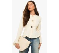 boohoo Women's Gold Button Peplum Blazer in Butter | Size: 14