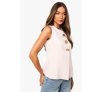 boohoo Women's Gold Shell Trim Waistcoat in Pink | Size: 10