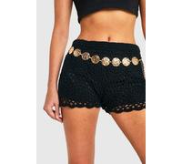 boohoo Women's Hammered Metal Disc Belt in Gold