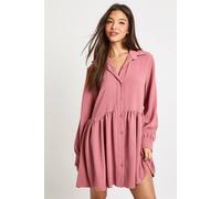 boohoo Women's Hammered Volume Sleeve Smock Dress in Rose | Size: 12