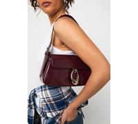 boohoo Women's Hardware Buckle Detail Shoulder Bag in Burgundy