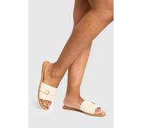 boohoo Women's Hardware Detail Raffia Sandal in Natural | Size: 4