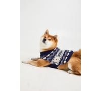 boohoo Women's Heart Fairisle Christmas Dog Jumper in Blue | Size: Medium