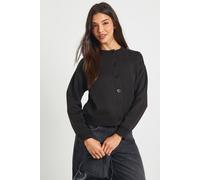 boohoo Women's High Neck Fleece Cardigan in Black | Size: XL