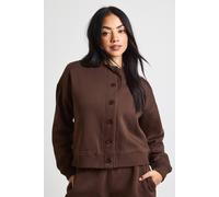 boohoo Women's High Neck Fleece Cardigan in Chocolate | Size: Medium