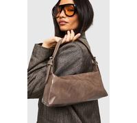 boohoo Women's High Shine Shoulder Bag in Taupe