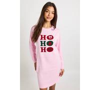 boohoo Women's Ho Ho Ho Christmas Jumper Dress in Pink | Size: Small