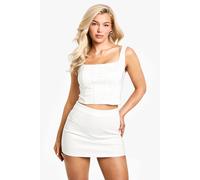 boohoo Women's Hot Fix Diamante Mini Skirt in White | Size: 6