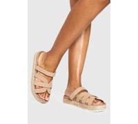 boohoo Women's Immy Cross Strap Flatform Sandals in Taupe | Size: 8