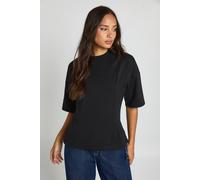 boohoo Women's Interlock Boxy Tucked Waist Detail T-Shirt in Black | Size: 16