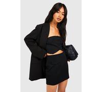 boohoo Women's Jersey Crepe Bandeau & Wrap Mini Skirt in Black | Size: 12