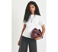 boohoo Women's Jersey Ruched Waist Cap Sleeve T-Shirt in White | Size: 14