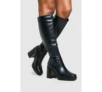 boohoo Women's Knee High Platform Block Heel Boots in Black | Size: 8