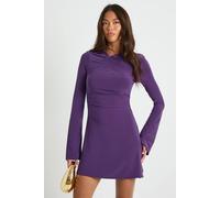 boohoo Women's Knot Detail Ruched Waist Mini Dress in Plum | Size: 16