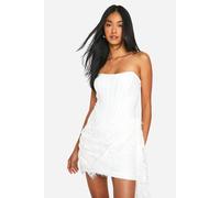 boohoo Women's Lace Corset Drape Mini Dress in White | Size: 8