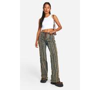 boohoo Women's Lace Up Distressed Seam Jeans in Vintage Wash | Size: 10