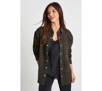 boohoo Women's Leopard Print Oversized Denim Shirt | Size: 14