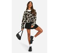 boohoo Women's Leopard Wool Look Bomber Jacket | Size: 12