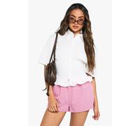 boohoo Women's Linen Shirred Shirt in White | Size: 12