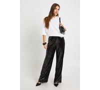 boohoo Women's Low Rise Drawcord Waistband Sequin Trouser in Black | Size: 14