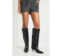 boohoo Women's Low Stiletto Column Knee High Boots in Black | Size: 3