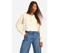 boohoo Women's Marl Wool Look Bomber Jacket in Cream | Size: 16