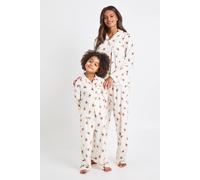Boohoo Womens Matching Family Bear Print Baby Fleece Long Sleeve Shirt & Trousers Pyjama Set In Beige beige 16