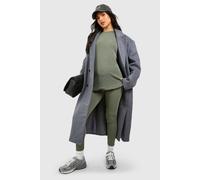 boohoo Women's Maternity Acid Wash Ribbed Leggings Pants in Khaki | Size: 10