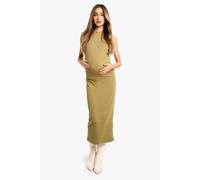 boohoo Women's Maternity Basic High Neck Racer Back Midaxi Dress in Khaki | Size: 16