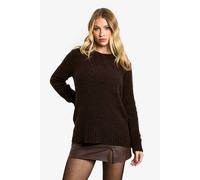 boohoo Women's Maternity Boucle Knit Crew Neck Jumper in Chocolate | Size: 12