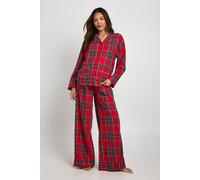 boohoo Women's Maternity Christmas Brushed Check Long Sleeve Shirt & Trouser Pyjama Set in Red | Size: 10