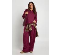 boohoo Women's Maternity Collared Button Down Sweatshirt & Wide Leg Co Ord in Burgundy | Size: 12