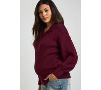 boohoo Women's Maternity Collared Oversized Jumper in Burgundy | Size: Small