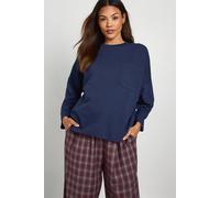 boohoo Women's Maternity Cotton Pocket Front Long Sleeve Top in Navy | Size: 10