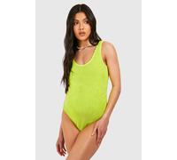 boohoo Women's Maternity Crinkle Scoop Neck Swimsuit in Lime | Size: 10
