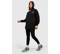 boohoo Women's Maternity Half Zip Oversized Sweat & Rib Legging Set in Black | Size: Small