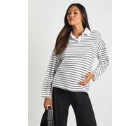 boohoo Women's Maternity Long Sleeve Stripe Top in Black | Size: 14