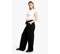 boohoo Women's Maternity Nylon Elastic Wide Leg Trouser in Black | Size: 12