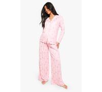 boohoo Women's Maternity Pink Bow Print Trouser Pj Set | Size: 10