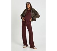 boohoo Women's Maternity Soft Knit Button Cardigan & Wide Leg Trouser in Chocolate | Size: 8