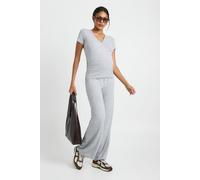 boohoo Women's Maternity Soft Rib Wrap Top & Trouser Lounge Set in Grey | Size: 12