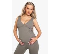 boohoo Women's Maternity Supersoft Sculpt V Neck Longline Top in Grey | Size: 14