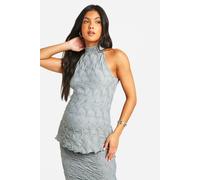 boohoo Women's Maternity Textured Jacquard High Neck Racer Top in Light Grey | Size: 12