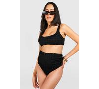 boohoo Women's Maternity Textured Ruffle High Waist Bikini Set in Black | Size: 10