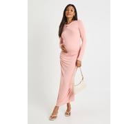 boohoo Women's Maternity Twist Detail Maxi Dress in Dusty Pink | Size: 14