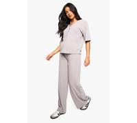 boohoo Women's Maternity V Neck Button Down Loose Fit Co-Ord in Grey | Size: 16